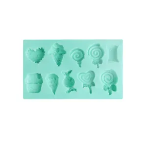 Mint green silicone mold for DIY fondant chocolate baking cake decoration candy shapes