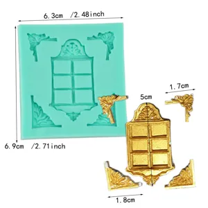 European style church window silicone mold for DIY fondant cake decoration and retro crafts.