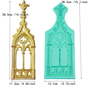 Gothic church window silicone mold for fondant cake decorating and DIY chocolate crafts.