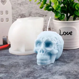 3D Skull Candle Silicone Mold Retro Pattern Aromatherapy Mold Halloween Party Decor