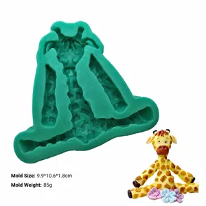 Silicone giraffe mold for cake decorating, fondant baking tool, flexible and easy release.