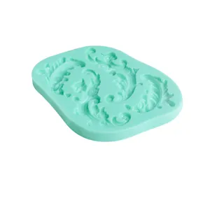 Silicone fondant cake mold detail view, baroque scroll pattern for baking DIY and chocolate.