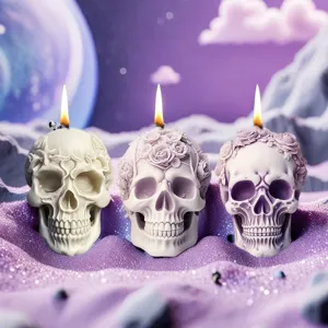 3D Retro Rose Skull Silicone Mold Halloween Gothic Scented Candle Plaster Ornament Making DIY Craft Mold