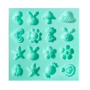 Silicone fondant cake mold featuring cute shapes for DIY chocolate and baking decoration items.