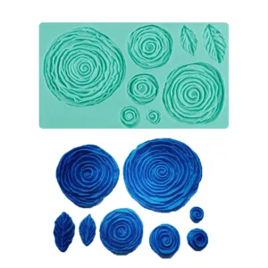 Silicone rose flower mold set for fondant cake decorating, chocolate and baking craft details.