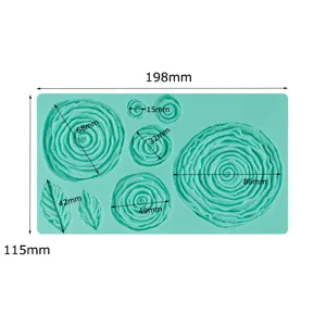 Blue silicone rose flower fondant cake mold baking DIY chocolate pastry tool detail
