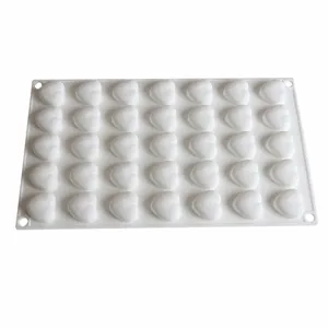35 Cavity Heart Silicone Chocolate Mousse Cake Mold Fondant Baking Tool White Color