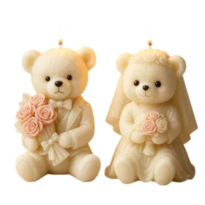 Hochzeit Bär Duftkerze Set, romantische Bräutigam und Braut Wachskerzen für Heimdekoration.