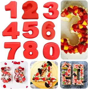 Stampo per torta in silicone numeri, teglia da forno fai da te rossa per dessert di compleanno.