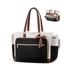 Femmes Imperméable Polyester Ordinateur Portable Tote Sac Grande Capacité Travail Trajet Sac Bandoulière Affaires Cartable Sac à Main