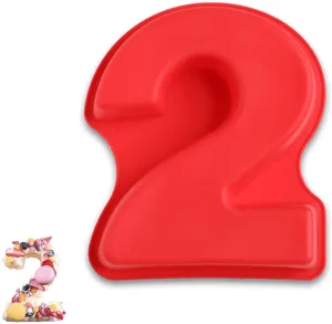 Stampo per torta in silicone rosso numero 2 attrezzo da forno fai da te compleanno