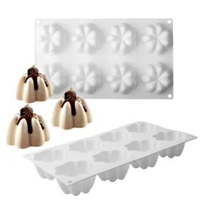 8-Höhlen Silikon Blumen Mousse Backform für Französische Desserts DIY Küche.