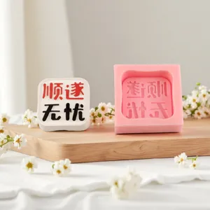 DIY Silikonform und Aromatstein Plakette Set mit chinesischen Schriftzeichen fuer Dekoration.