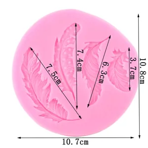 Molde de fondant de silicona con pluma rosa, decoración de pasteles DIY 10.7cm