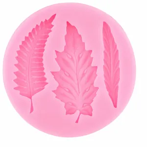 Molde de silicona para hojas de pastel, rosa DIY fondant chocolate hoja herramienta 8.6cm