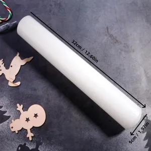 Rouleau à pâtisserie en plastique blanc pour cuisine, rouleau anti-adhérent de 32cm.