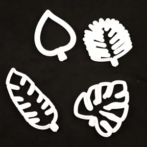 Set of 4 white plastic tropical leaf cookie fondant molds for baking DIY cake decorating tools