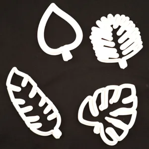 Leaf fondant cookie cutters set, plastic cake embossing molds for DIY baking and cake decorating.