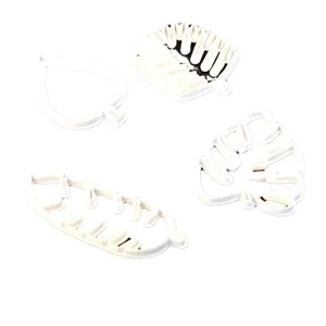 Leaf fondant cookie mold set, white plastic baking DIY cake embossing stamp baking tools.
