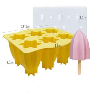 6-cavity star spiral silicone ice cream mold with lid, food-grade DIY popsicle maker tool.
