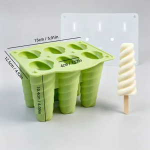 6 cavity spiral ice cream silicone mold with lid for diy frozen popsicles easy release