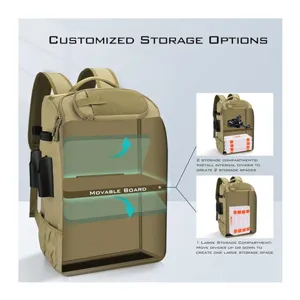 Multifunctional outdoor fishing backpack with adjustable internal storage and large capacity.