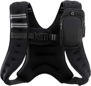 Black weighted tactical training vest with adjustable straps and reflective safety stripes.