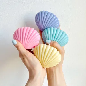 Σετ αρωματικά κεριά κοχύλι σε παστελ χρώματα, αισθητική διακόσμηση κεριού για το σπίτι.
