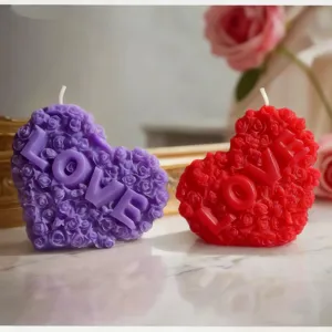Valentine rose embossed heart scented candle set with love letters for romantic home decor gift