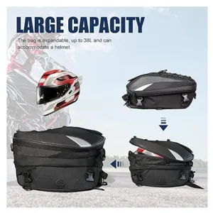 Wasserdichte Motorrad Hecktasche grosser Kapazität erweiterbar 38l Helm Rucksack
