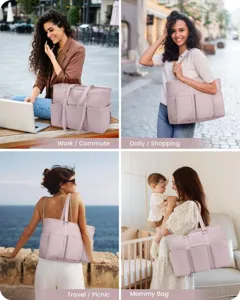 Grosse Damen Handtasche Multi-Taschen Laptop Schultertasche fuer Arbeit Reise Alltag Bag
