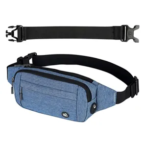 Blue casual waist bag multi-purpose chest fanny pack with adjustable strap and pockets
