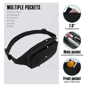 Men outdoor multi-purpose waist bag casual fashion chest pack with multiple pockets black