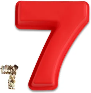 Stampo per torte numero 7 in silicone rosso utensile da forno DIY per compleanno mousse