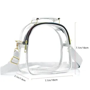 Transparente PVC Umhängetasche mit Griff und verstellbarem Riemen für Damen Alltag.