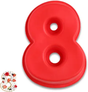 Stampo per torta in silicone rosso numero 8 DIY teglia da forno mousse compleanno 10 pollici