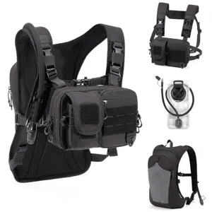 Tactical chest bag and hydration backpack 2-in-1 combo with adjustable Molle for hiking.