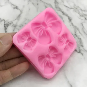 DIY Pink Bow Silicone Mold Fondant Cake Decorating Clay Chocolate Baking Tool Display