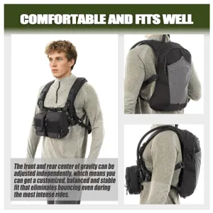 Convertible chest bag and hydration backpack with adjustable Molle system for outdoor hiking.