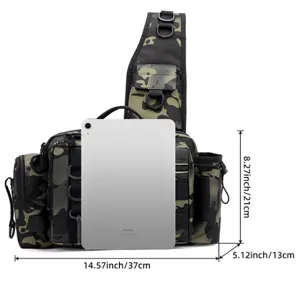 Multifunktionale Tarn-Anglertasche als Brust- und Umhängetasche mit vielen praktischen Fächern.