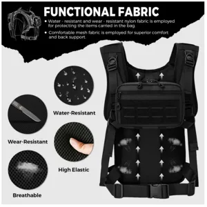 Tactical chest bag multi-functional outdoor backpack with breathable mesh and water-resistant fabric.