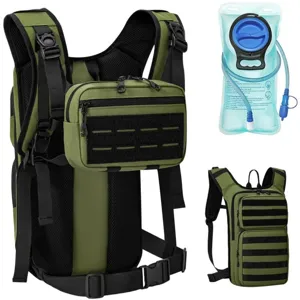 Multi-functional tactical chest bag with hydration water bladder for outdoor sports.