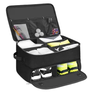 Portable multi-functional golf shoe storage bag with large capacity and ventilation design.