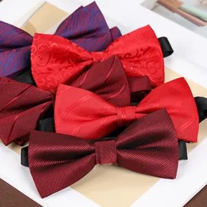 Men Women Wedding Business Formal Polyester Silk Jacquard Bow Tie Classic Pattern Neckwear
