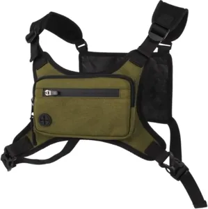 Tactical chest bag outdoor running vest multi-functional utility pouch with straps.