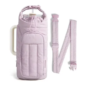 Pouch trapuntata per bottiglia d'acqua con tracolla regolabile e manico per sport all'aperto.