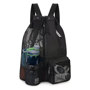 Mesh Drawstring Beach Bag Waterproof Wet Pocket Backpack Lightweight Sports Gym Swimming Travel Backpack