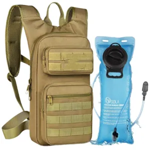 Tactical hydration backpack with 3L water bladder for outdoor hiking, cycling, and camping.