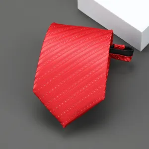 Red zipper tie for men business professional wedding pre-tied narrow necktie classy accessory