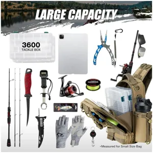 Outdoor tactical fishing backpack set with large capacity tackle box and comprehensive gear tools.